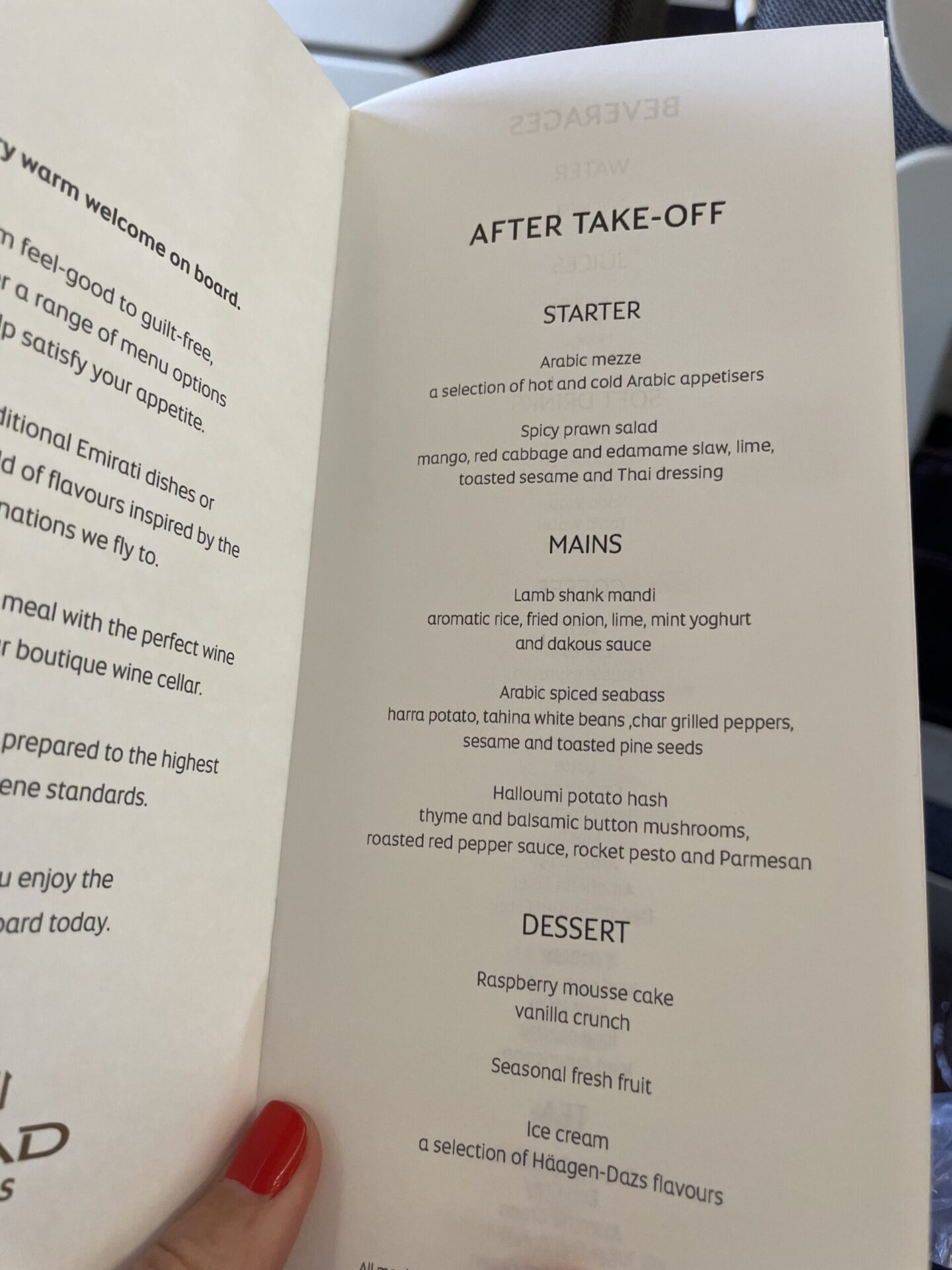 Dinner Menu on Etihad Business Class Dinner Menu on Etihad Business Class A320-200 Cairo to Abu Dhabi