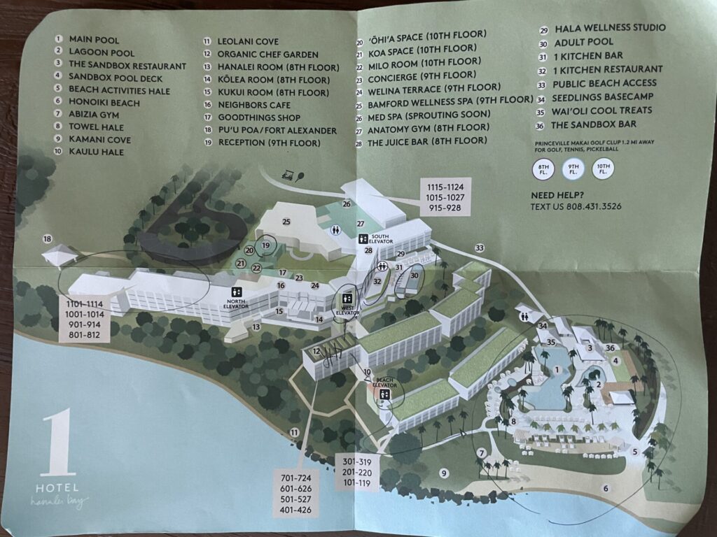 1 Hotel Hanalei Bay map with circled route to get to main pool