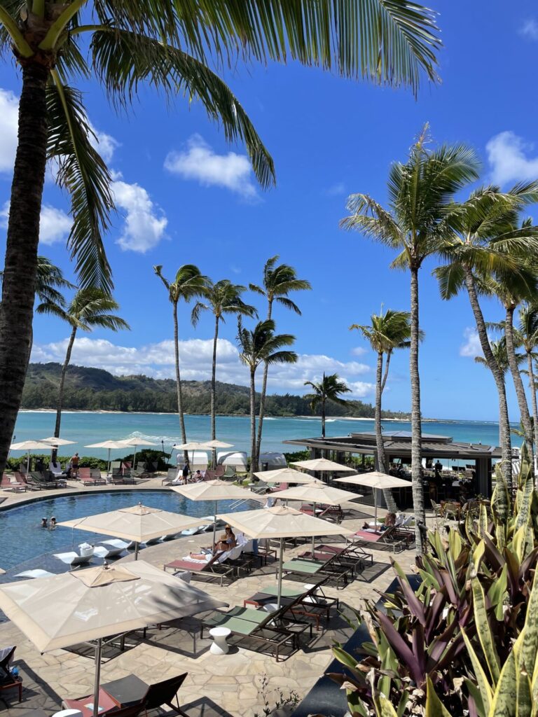 pool and bar area of the ritz Carlton Oahu turtle bay