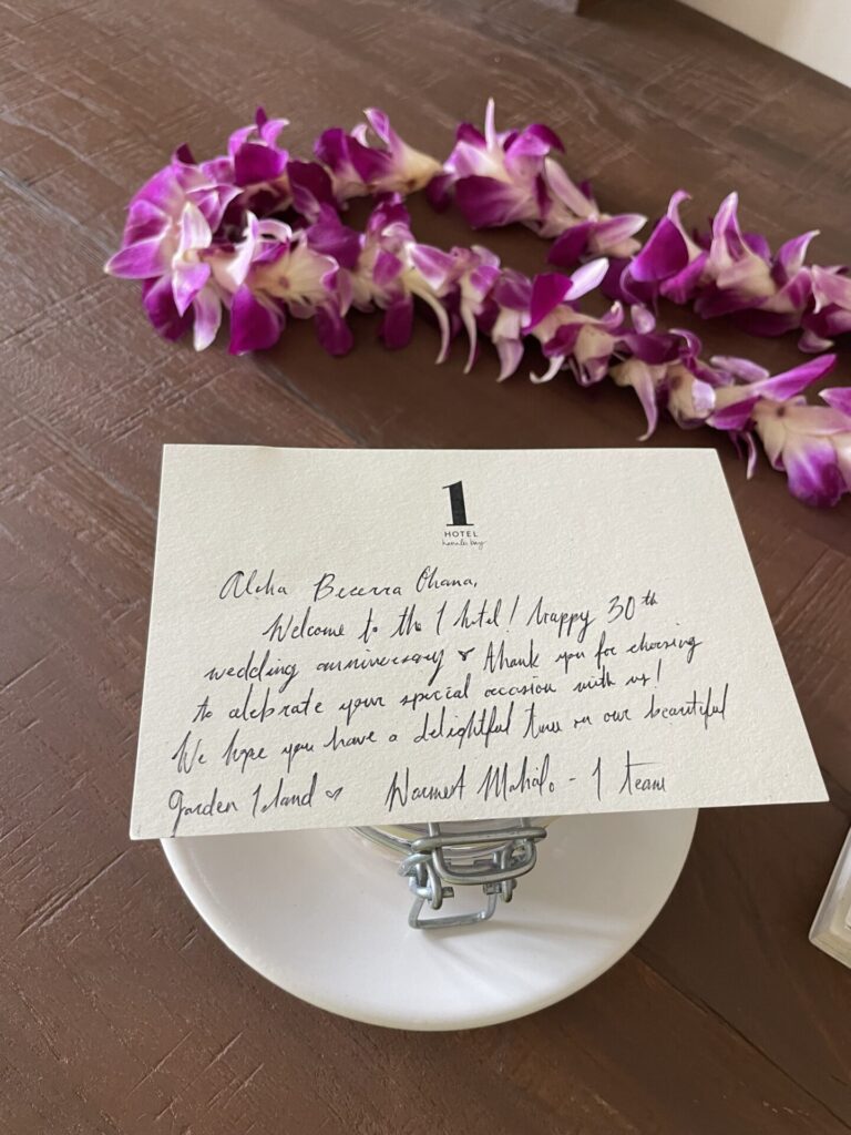 Handwritten Welcome note to family and truffles