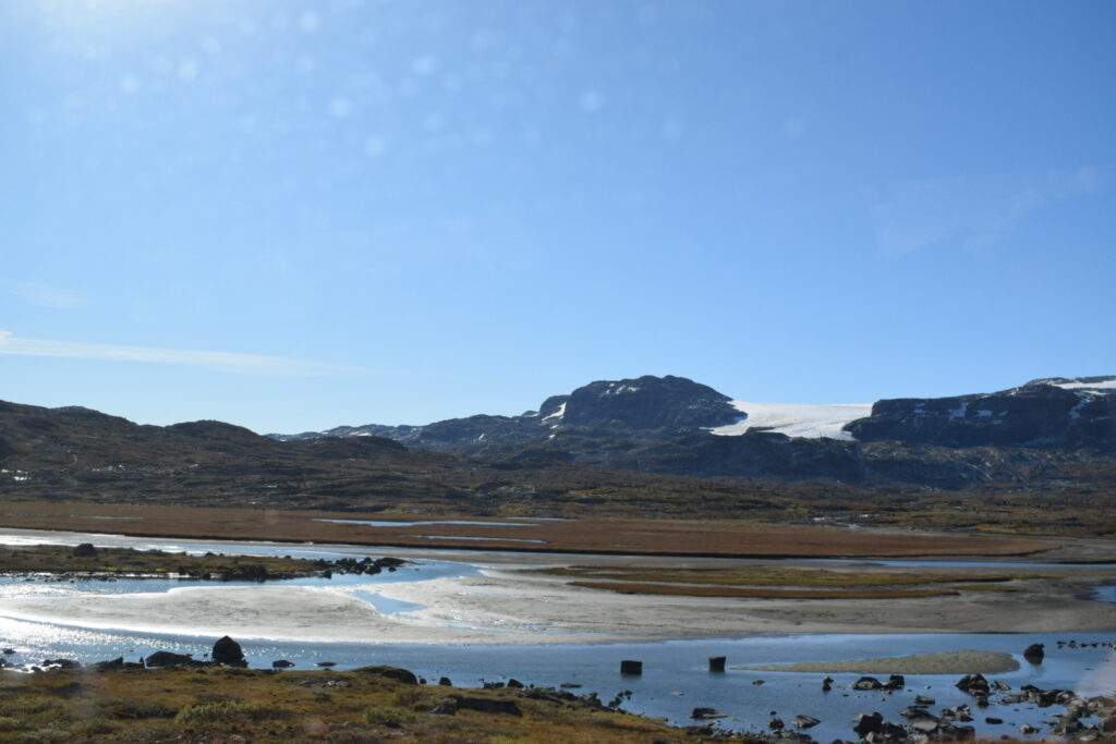 view of a glacier on the train from Oslo to Myrdal on Norway in a nutshell route