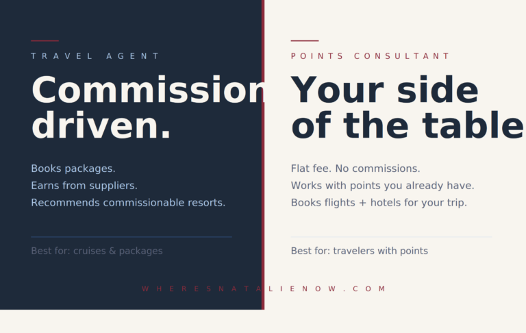 comparison table image between travel agent and travel planner/consultant and what the benefits are