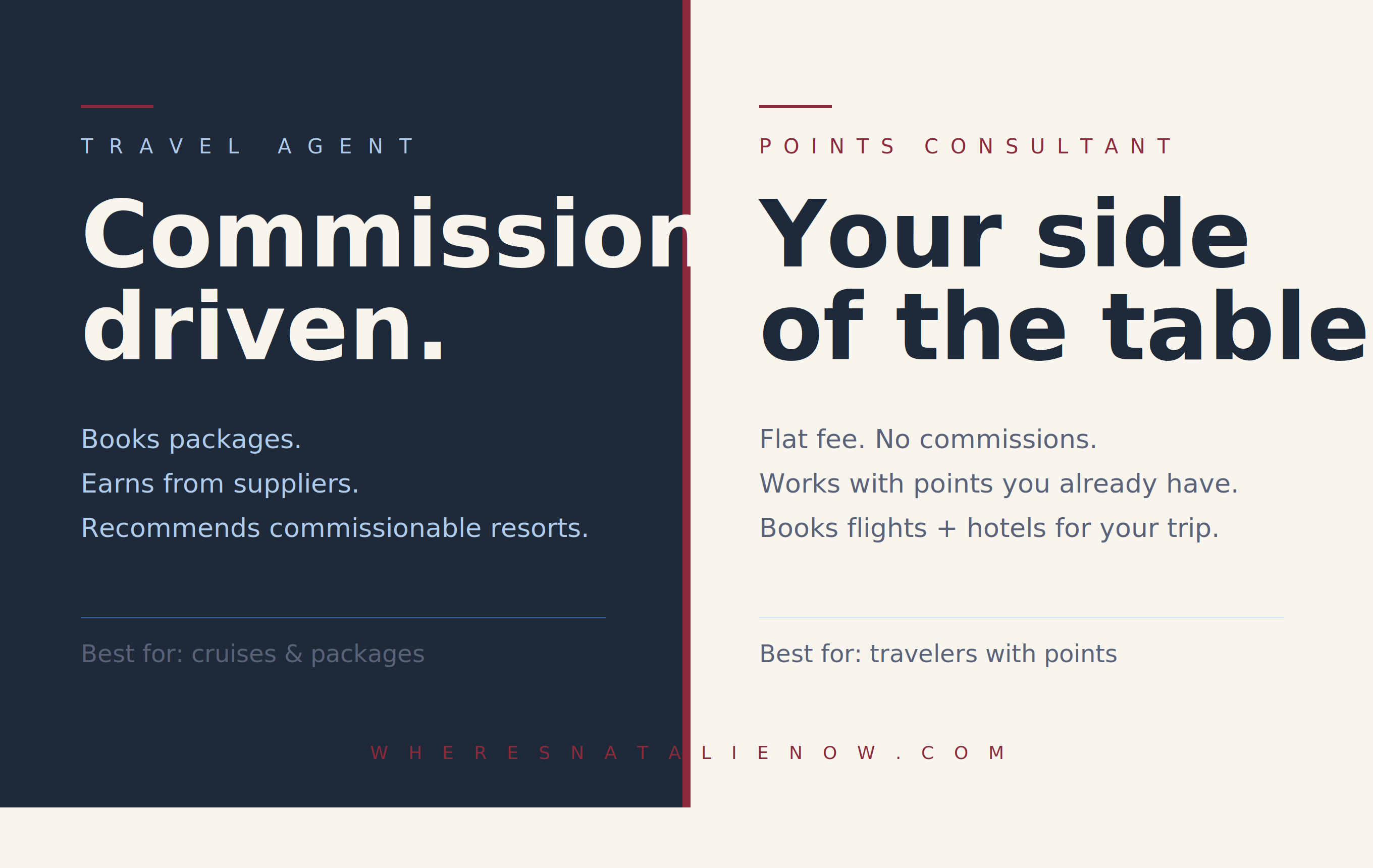 comparison table image between travel agent and travel planner/consultant and what the benefits are
