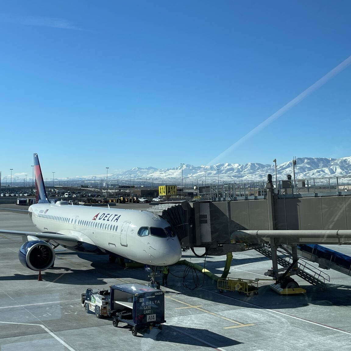 Arrival in SLC Airport Arrival in Salt Lake via Delta plane with mountains in the background
